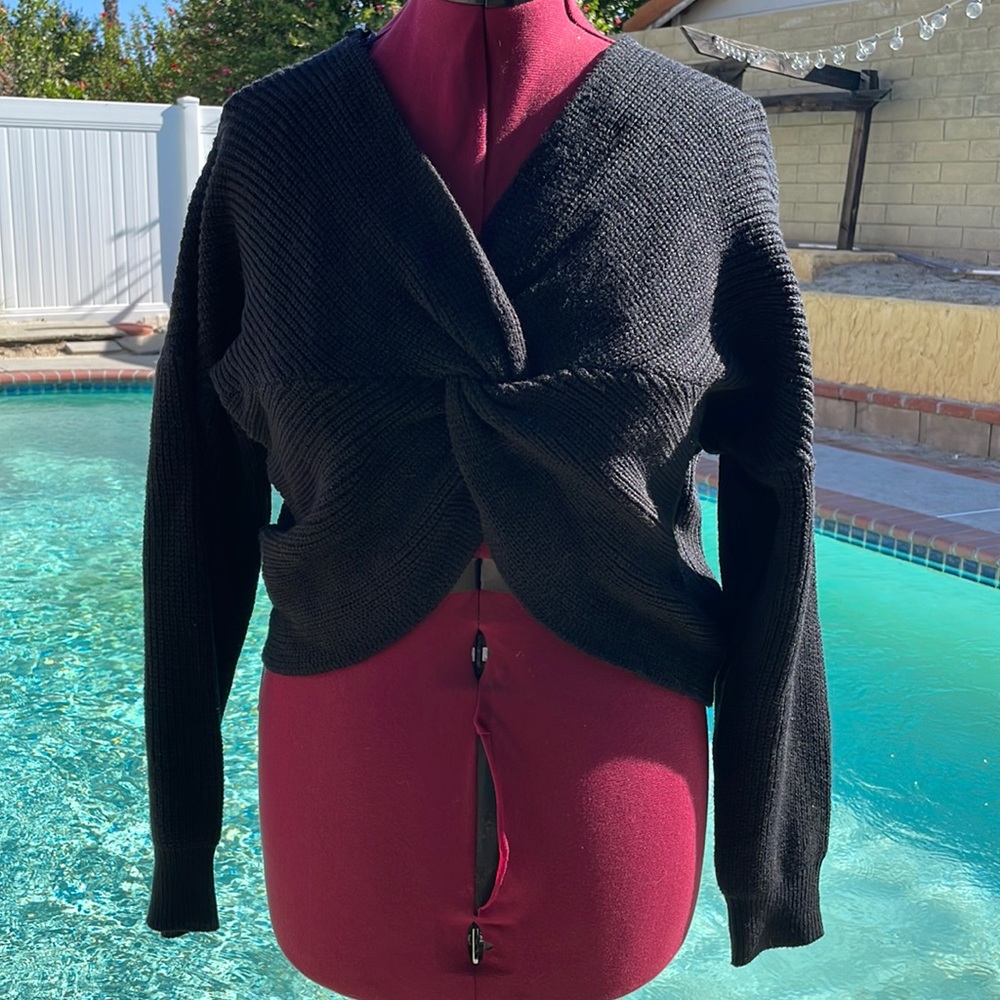 Cropped off shoulder sweater